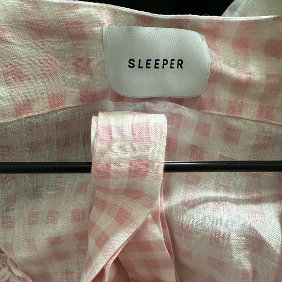 EUC Daily Sleeper Brigitte Linen-Blend Pink Gingham Midi Dress Size S - Picture 6 of 6